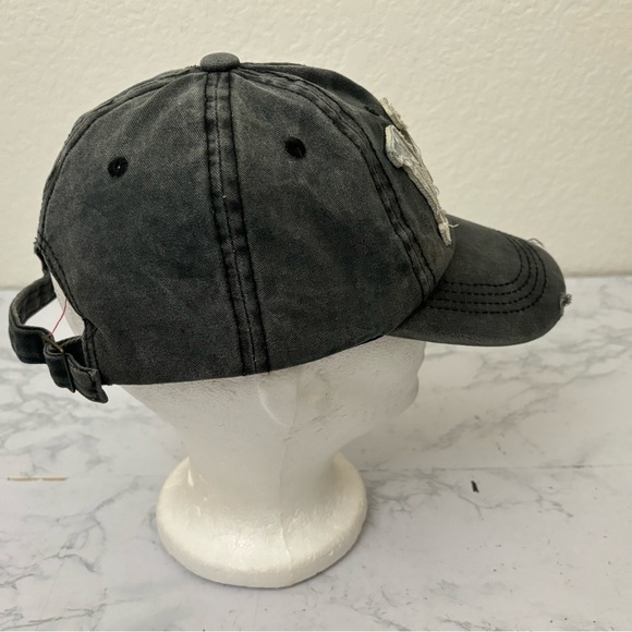 Air Force New York Distressed Strapback Hat Men’s Gray Stonewashed Cap​​ - Picture 5 of 6